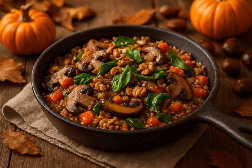 Pilz-Quinoa-Herbstpfanne – Herzhaft, Gesund & Perfekt für den&nbsp;Herbst