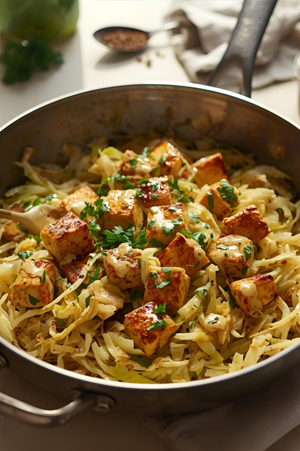 Kohlpfanne mit Räuchertofu & Senfsoße – Deftig, gesund &&nbsp;vegan!