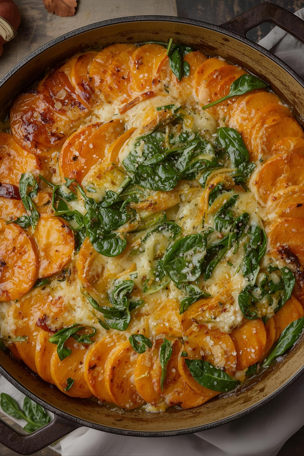 Süßkartoffel-Gratin mit Spinat – cremig, herzhaft & in 30 Minuten&nbsp;fertig