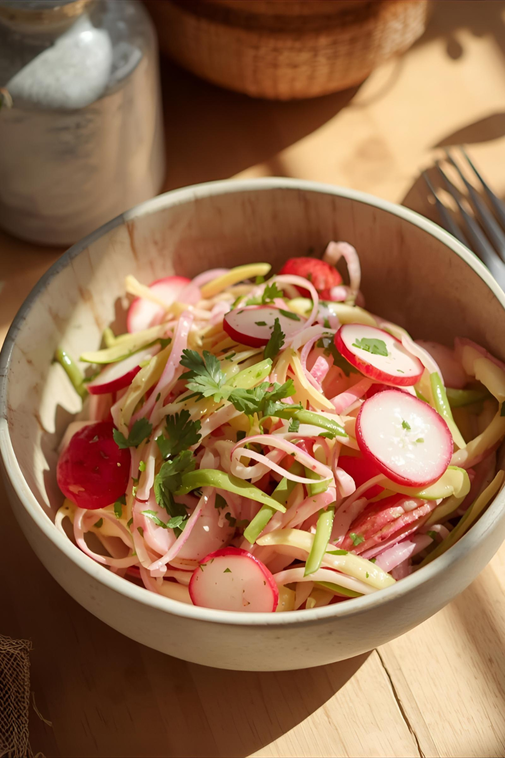 Apfel-Radieschen-Slaw – Frischer Rohkostsalat mit Joghurt-Dressing