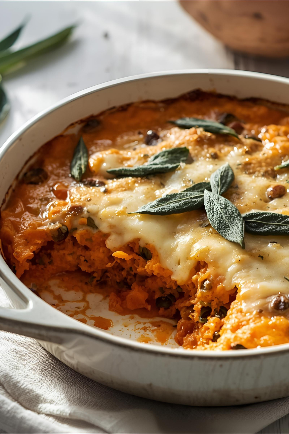 Süßkartoffel-Linsen-Auflauf mit Salbei & Ricotta – cremiges Winter-Comfort-Food