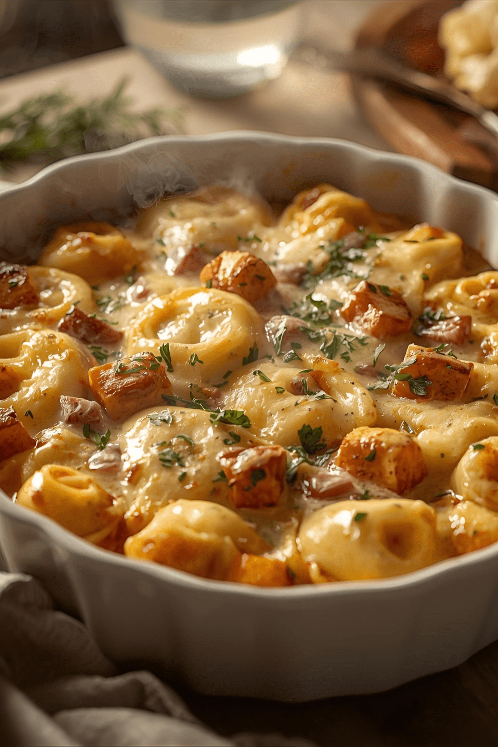 Tortellini-Auflauf mit geräuchertem Tofu – cremig, vegetarisch & auch als&nbsp;Light-Variante