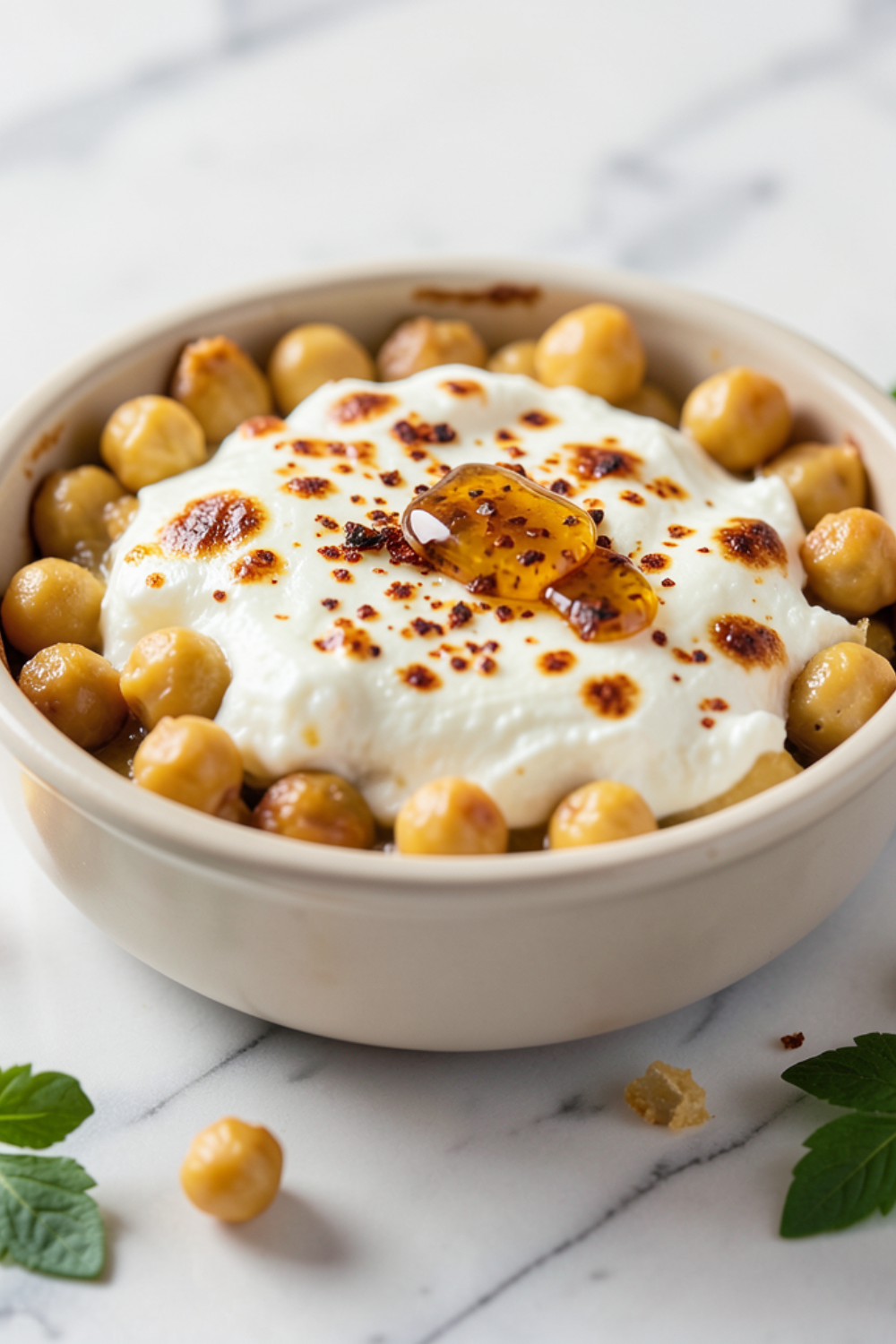 Ofen-Feta mit Honig, Chili & gerösteten Kichererbsen – schnell, würzig & ausgefallen