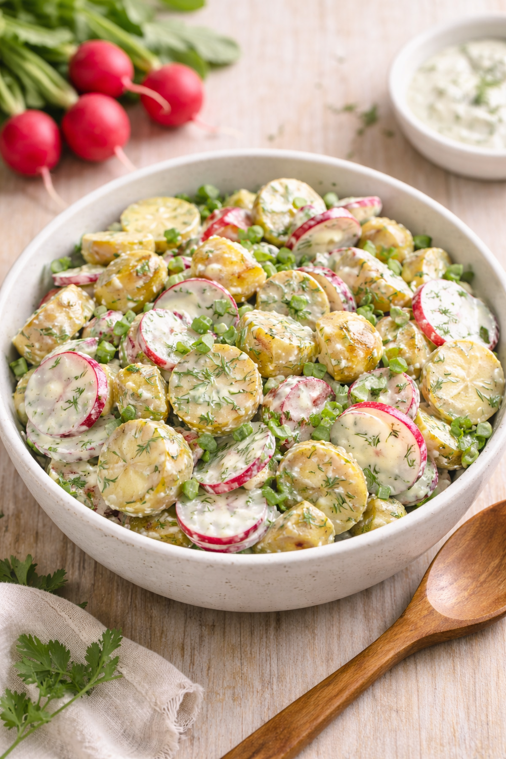 Kartoffel-Radieschen-Salat mit Joghurt-Dill-Dressing