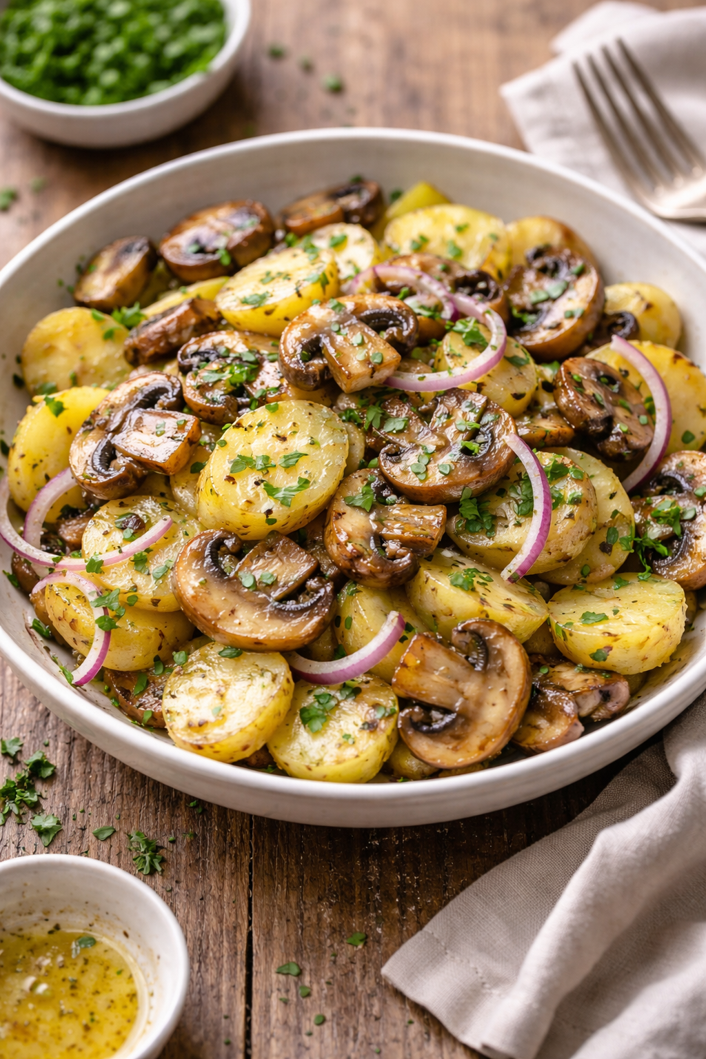 Lauwarmer Kartoffelsalat mit Pilzen – Herzhaft, einfach & perfekt für jeden Tag