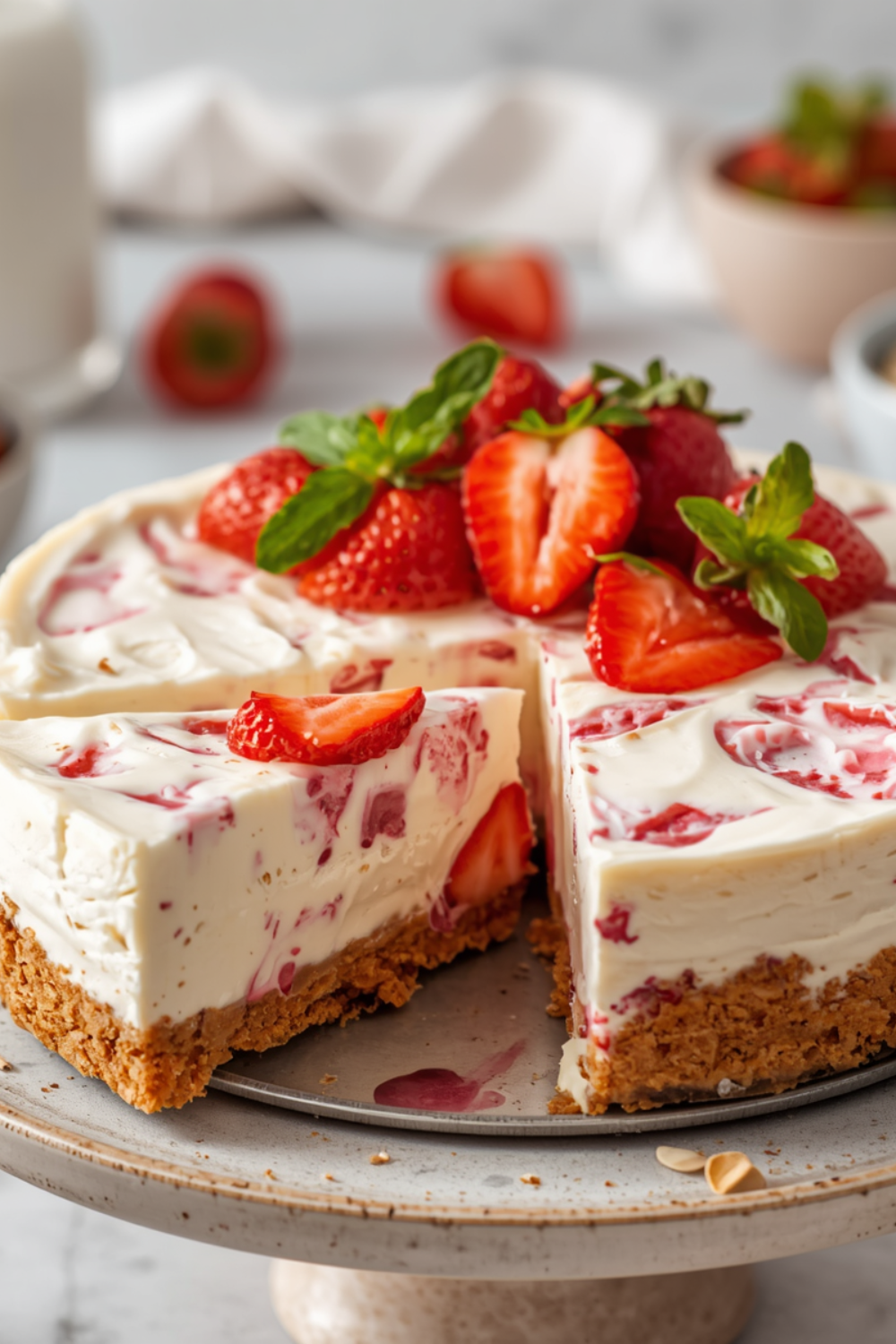 Zuckerfreier High Protein Erdbeer Cheesecake – Cremig, gesund & einfach