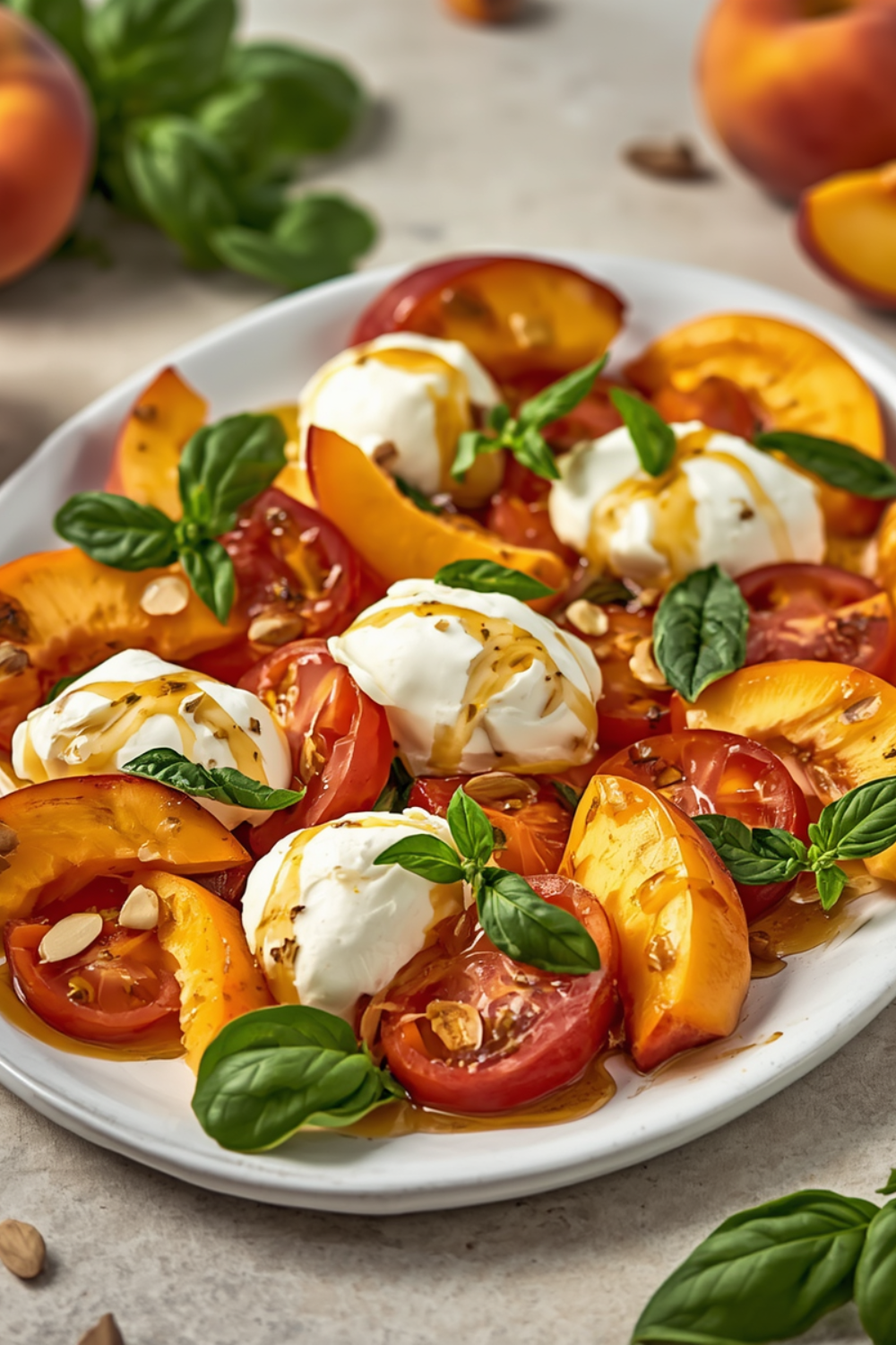 Caprese mit Pfirsichen und Burrata – Die sommerliche Variante des italienischen Klassikers