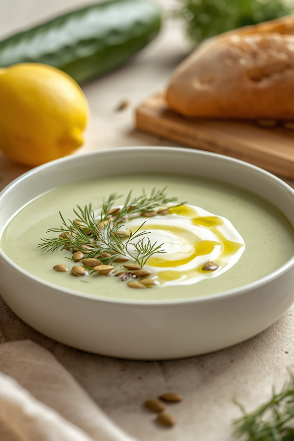 Kalte Gurkensuppe mit Dill & Joghurt – Die perfekte Sommersuppe in nur 10 Minuten