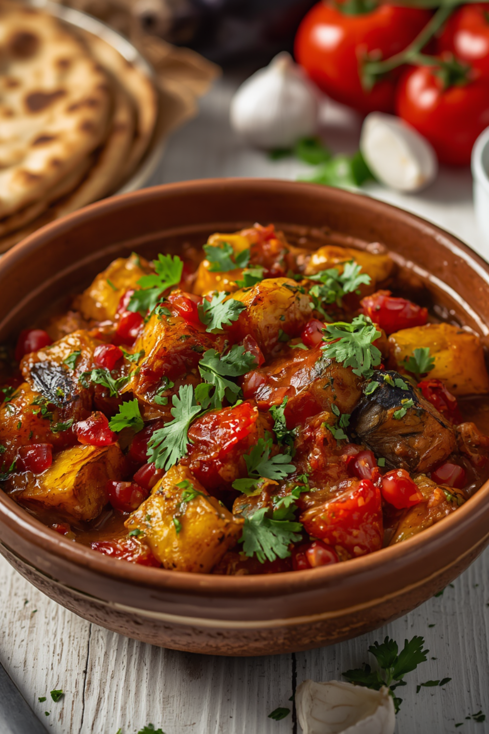 Şakşuka – Türkische Auberginen mit Paprika in Tomatensauce